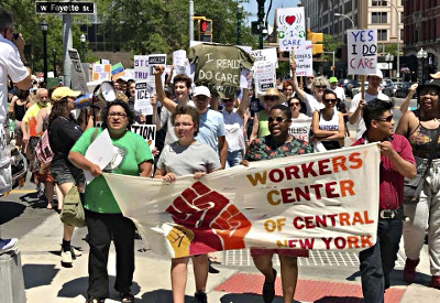 Members of Workers' Center and Black Lives Matter pix