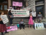Codepink organizer Ariel Gold joined local Justice for Palestine activists to protest when former Syracuse Mayor Miner refused to meet with the group before her American Jewish Committee-sponsored trip to Israel.